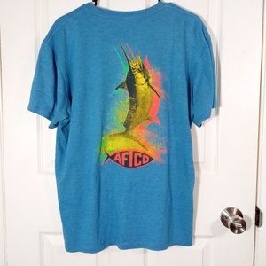 Mens AFTCO Fish Logo Short Sleeve Tshirt Size L